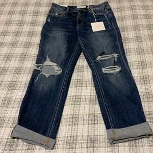 Vervet size 28/7 cropped distressed boyfriend blue jeans NWT